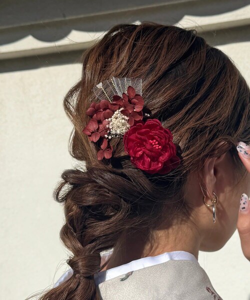 Lattice（Lattice）の「【和装におすすめ/オケージョン】フラワーコーム（その他ヘアアクセサリー・レディース・グレー/ワインレッド・FREE）」の2枚目の写真