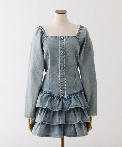 【Denim Collection】ティアードミニワンピ