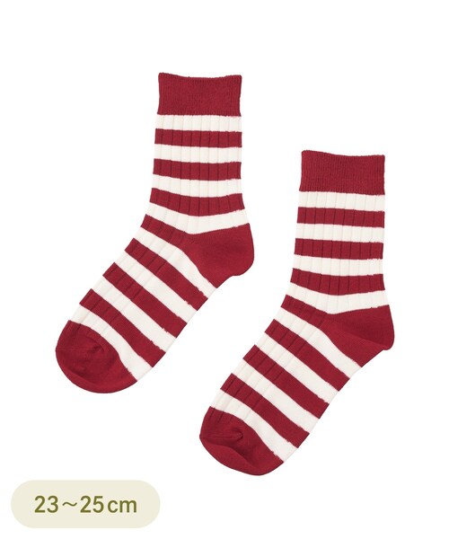 3coins（3coins）の「ボーダーソックス（ソックス/靴下・ブラック/グリーン/レッド/ライトイエロー・FREE）」の4枚目の写真