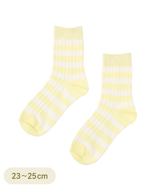 3coins（3coins）の「ボーダーソックス（ソックス/靴下・ブラック/グリーン/レッド/ライトイエロー・FREE）」の3枚目の写真