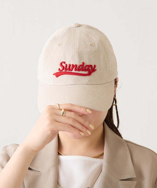 COLLAGE GALLARDAGALANTE（コラージュガリャルダガランテ）の「【PAPILLONNER/パピヨネ】ロゴ刺繍入りキャップ（キャップ・レディース・グリーン/ベージュ・FREE）」の2枚目の写真