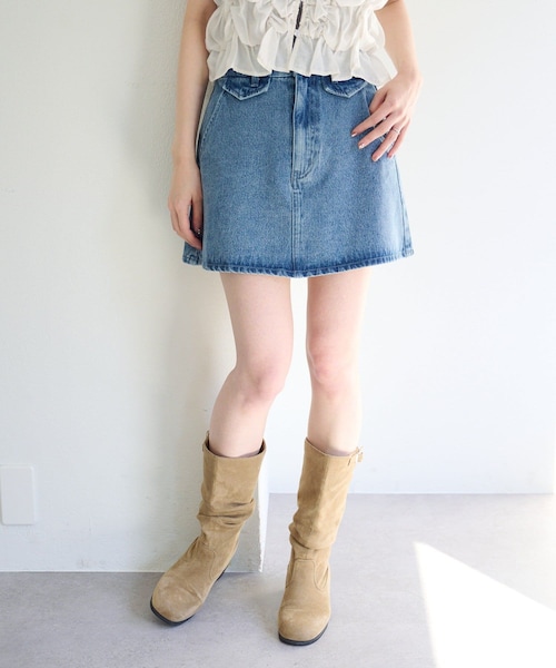 Kastane（カスタネ）の「【SETUP対応】フラップデニムミニスカート（デニムスカート・レディース・アイボリー/ブルー・F）」の2枚目の写真