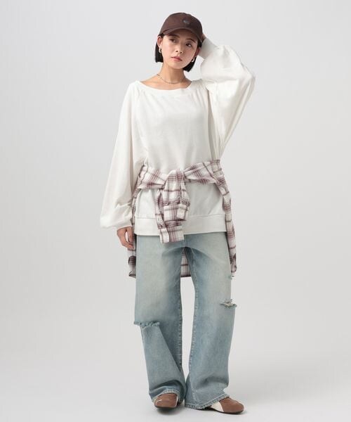 BAYFLOW（ベイフロー）の「[WEB限定]ルーズスウェット（その他・オフホワイト11/グレー15/ブラック19/ピンク20/ベージュ55・F）」の7枚目の写真