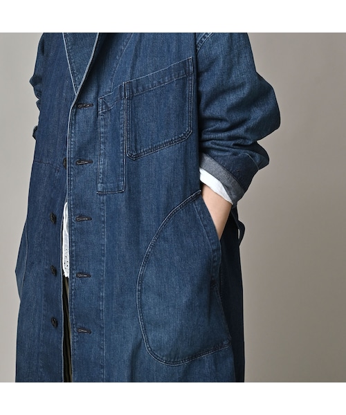 45R（フォーティファイブアール）の「麦比古デニムの908ワークコート（インディゴ 重）（ジャケット/アウター・レディース・77-インディゴ 重・02-S/04-L）」の12枚目の写真
