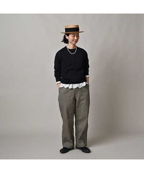 45R（フォーティファイブアール）の「ホール超ガーゼの908クルー（インディゴ）（トップス・レディース・73-影色納戸・01-XS/02-S/03-M）」の3枚目の写真