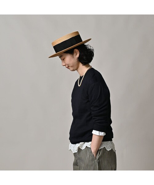 45R（フォーティファイブアール）の「ホール超ガーゼの908クルー（インディゴ）（トップス・レディース・73-影色納戸・01-XS/02-S/03-M）」の5枚目の写真