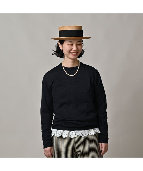 45R（フォーティファイブアール）の「ホール超ガーゼの908クルー（インディゴ）（トップス・レディース・73-影色納戸・01-XS/02-S/03-M）」の7枚目の写真