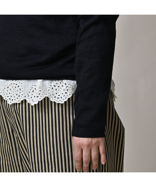 45R（フォーティファイブアール）の「ホール超ガーゼの908クルー（インディゴ）（トップス・レディース・73-影色納戸・01-XS/02-S/03-M）」の10枚目の写真