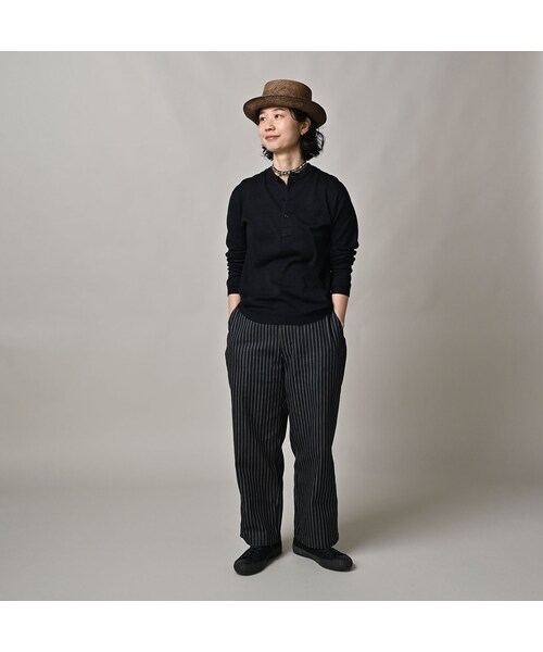 45R（フォーティファイブアール）の「ホール超ガーゼの908ヘンリー（インディゴ）（トップス・レディース・73-影色納戸・02-S/03-M）」の3枚目の写真