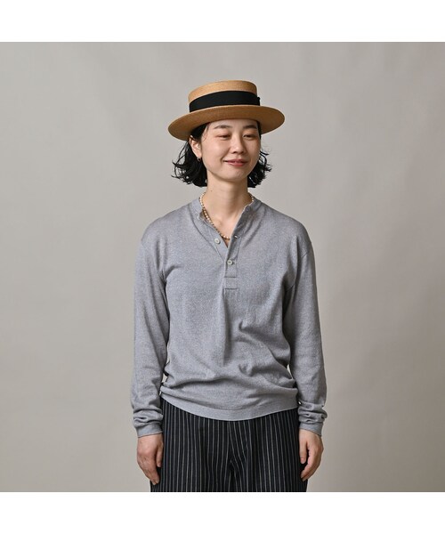 45R（フォーティファイブアール）の「ホール超ガーゼの908ヘンリー（トップス・レディース・05-ホワイト杢/23-グレー杢/60-キミドリ杢/85-茶杢/92-スミクロ杢・02-S/03-M）」の11枚目の写真