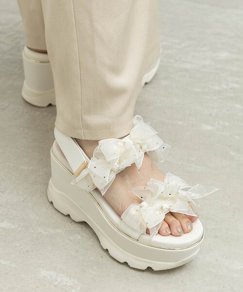 RANDA（ランダ）の「シアーミニリボンウェッジスポーツサンダル（その他・レディース・その他）」の3枚目の写真