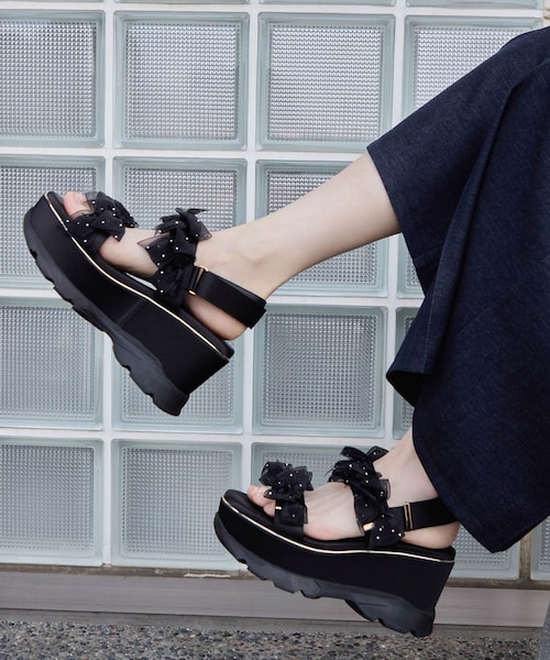 RANDA（ランダ）の「シアーミニリボンウェッジスポーツサンダル（その他・レディース・その他）」の4枚目の写真
