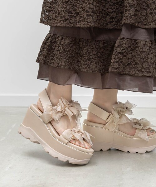 RANDA（ランダ）の「シアーミニリボンウェッジスポーツサンダル（その他・レディース・その他）」の2枚目の写真