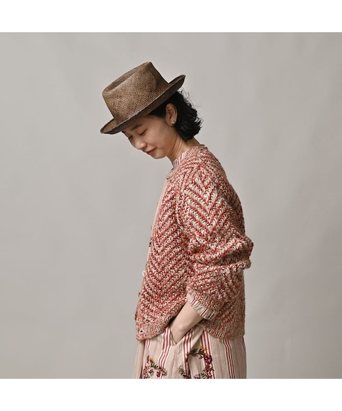 45R（フォーティファイブアール）の「リネンヘリンボンのボレロ（トップス・レディース・12-ナチュラル×ネイビーヘリンボン/53-ホワイト×アカヘリンボン・00-フリー）」の6枚目の写真