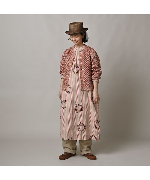 45R（フォーティファイブアール）の「リネンヘリンボンのボレロ（トップス・レディース・12-ナチュラル×ネイビーヘリンボン/53-ホワイト×アカヘリンボン・00-フリー）」の4枚目の写真