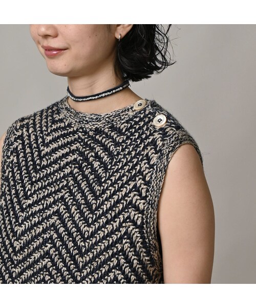 45R（フォーティファイブアール）の「リネンヘリンボンのキャミ（トップス・レディース・12-ナチュラル×ネイビーヘリンボン/53-ホワイト×アカヘリンボン・00-フリー）」の9枚目の写真