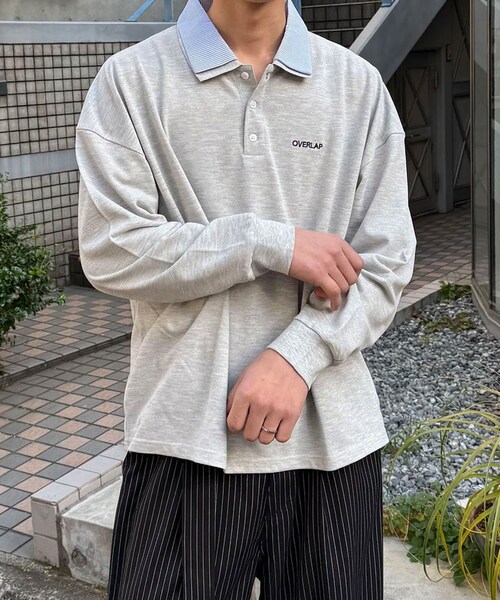 CIAOPANIC(チャオパニック)の「レイヤードカラー鹿子ポロシャツ(ポロシャツ・レディース・カーキ/グレー/ネイビー・L/M)」の2枚目の写真