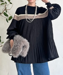 un dix cors | ライン入りニット異素材プルオーバー(ニット/セーター)