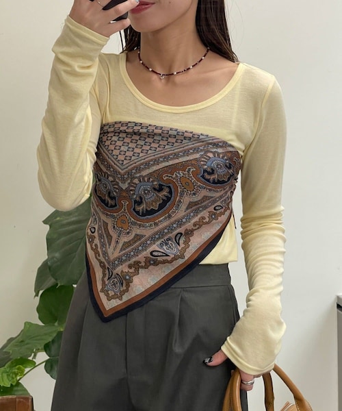 CIAOPANIC（チャオパニック）の「ダブルフェイスリバーシブル大判スカーフ（バンダナ/スカーフ・レディース・グリーン/レッド・ONE）」の2枚目の写真