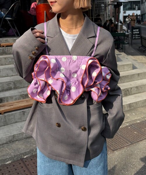 CIAOPANIC TYPY(チャオパニックティピー)の「【HELLO.SANFRANCISCO/ハローサンフランシスコ】ドット柄フリルビスチェ(その他・レディース・ホワイト/ブラック/パープル・ONE)」の3枚目の写真