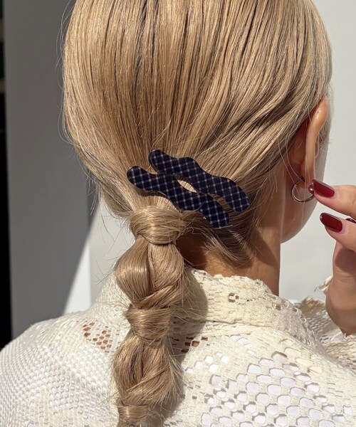 Lattice（Lattice）の「チェックうねうねクリップセット(4P)（バレッタ/ヘアクリップ・レディース・イエロー/グリーン/ブルー/ネイビー・FREE）」の4枚目の写真