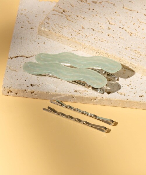 Lattice（Lattice）の「チェックうねうねクリップセット(4P)（バレッタ/ヘアクリップ・レディース・イエロー/グリーン/ブルー/ネイビー・FREE）」の2枚目の写真