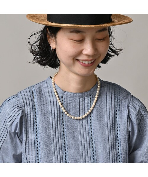 45R（フォーティファイブアール）の「バチストのピンタックレースブラウス（その他・レディース・72-ブルーミニ千鳥/92-クロ・02-M/03-L）」の8枚目の写真