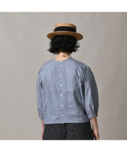 45R（フォーティファイブアール）の「バチストのピンタックレースブラウス（その他・レディース・72-ブルーミニ千鳥/92-クロ・02-M/03-L）」の7枚目の写真