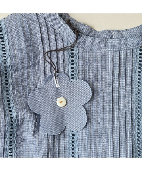 45R（フォーティファイブアール）の「バチストのピンタックレースブラウス（その他・レディース・72-ブルーミニ千鳥/92-クロ・02-M/03-L）」の15枚目の写真