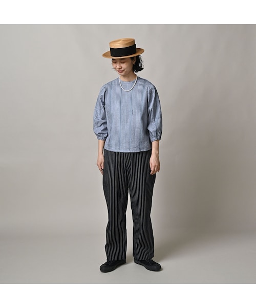 45R（フォーティファイブアール）の「バチストのピンタックレースブラウス（その他・レディース・72-ブルーミニ千鳥/92-クロ・02-M/03-L）」の4枚目の写真