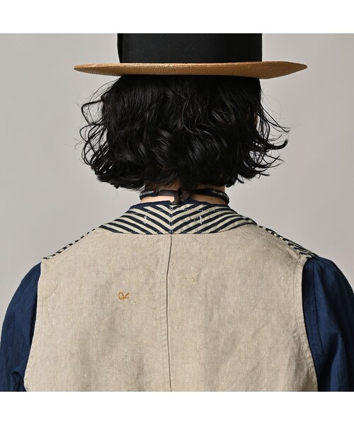 45R（フォーティファイブアール）の「いろいろヒッコリーの908ベスト（ジャケット/アウター・レディース・76-ヘリンボンヒッコリー 濃/77-デニムピンヒッコリー 濃/78-サテンヒッコリー 濃・01-XS/02-S/03-M/04-L）」の16枚目の写真