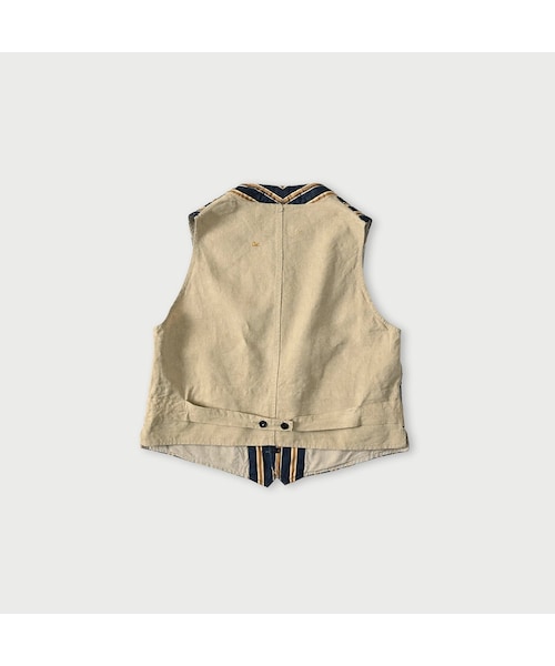 45R（フォーティファイブアール）の「いろいろヒッコリーの908ベスト（ジャケット/アウター・レディース・76-ヘリンボンヒッコリー 濃/77-デニムピンヒッコリー 濃/78-サテンヒッコリー 濃・01-XS/02-S/03-M/04-L）」の4枚目の写真