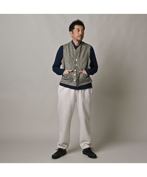 45R（フォーティファイブアール）の「いろいろヒッコリーの908ベスト（ジャケット/アウター・レディース・76-ヘリンボンヒッコリー 濃/77-デニムピンヒッコリー 濃/78-サテンヒッコリー 濃・01-XS/02-S/03-M/04-L）」の7枚目の写真