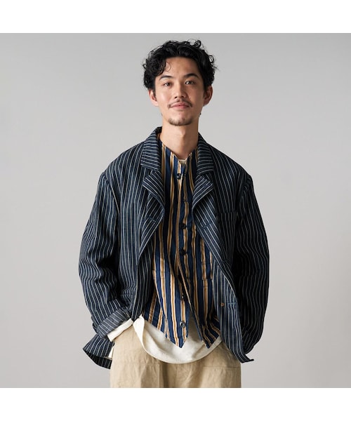 45R（フォーティファイブアール）の「いろいろヒッコリーの908マノロジャケット（ジャケット/アウター・レディース・76-ヘリンボンヒッコリー 濃/77-デニムピンヒッコリー 濃/78-サテンヒッコリー 濃・01-XS/02-S/03-M/04-L）」の6枚目の写真