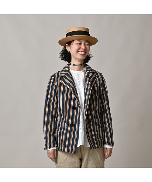 45R（フォーティファイブアール）の「いろいろヒッコリーの908マノロジャケット（ジャケット/アウター・レディース・76-ヘリンボンヒッコリー 濃/77-デニムピンヒッコリー 濃/78-サテンヒッコリー 濃・01-XS/02-S/03-M/04-L）」の12枚目の写真