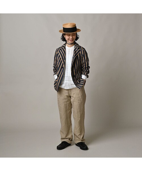 45R（フォーティファイブアール）の「いろいろヒッコリーの908マノロジャケット（ジャケット/アウター・レディース・76-ヘリンボンヒッコリー 濃/77-デニムピンヒッコリー 濃/78-サテンヒッコリー 濃・01-XS/02-S/03-M/04-L）」の7枚目の写真