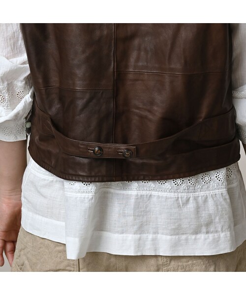 45R（フォーティファイブアール）の「ホースレザーの908ベスト（ジャケット/アウター・レディース・85-こげ茶・02-S/04-L）」の11枚目の写真