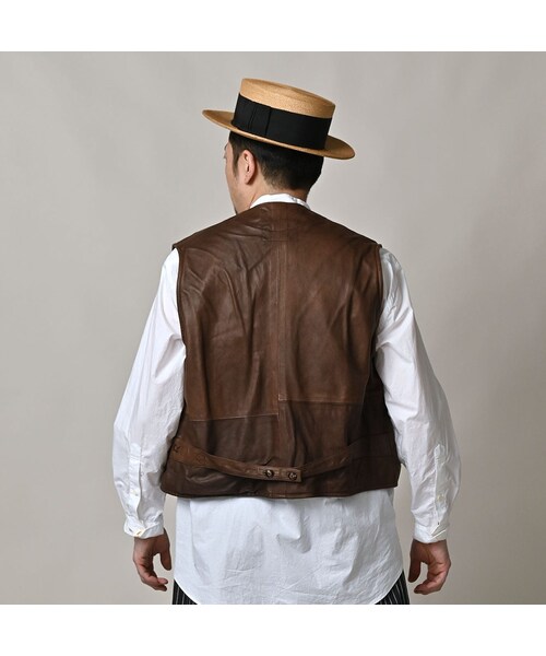 45R（フォーティファイブアール）の「ホースレザーの908ベスト（ジャケット/アウター・レディース・85-こげ茶・02-S/04-L）」の10枚目の写真