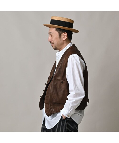 45R（フォーティファイブアール）の「ホースレザーの908ベスト（ジャケット/アウター・レディース・85-こげ茶・02-S/04-L）」の9枚目の写真