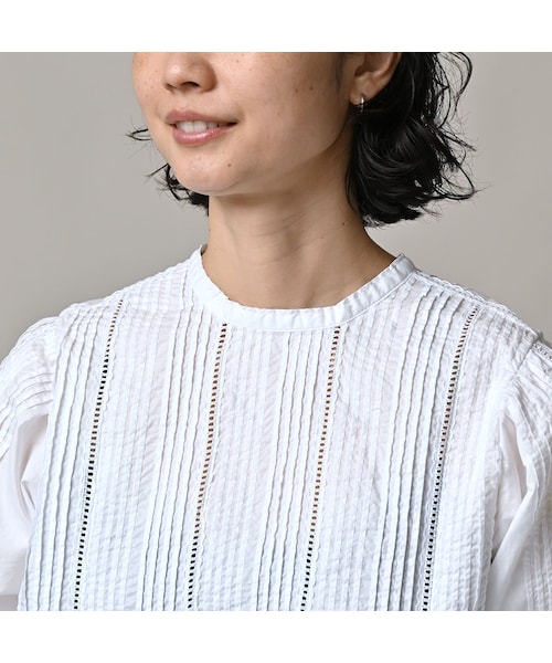 45R（フォーティファイブアール）の「バチストのピンタックレースブラウス（その他・レディース・02-白・02-M/03-L）」の7枚目の写真