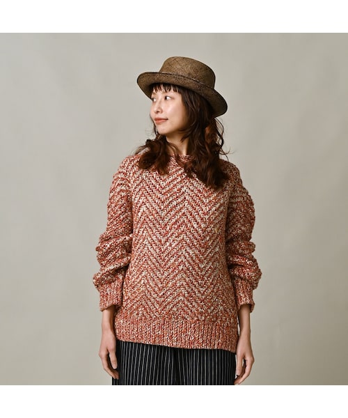 45R（フォーティファイブアール）の「リネンヘリンボンの908セーター（トップス・レディース・12-ナチュラル×ネイビーヘリンボン/53-ホワイト×アカヘリンボン・02-S/04-L）」の6枚目の写真