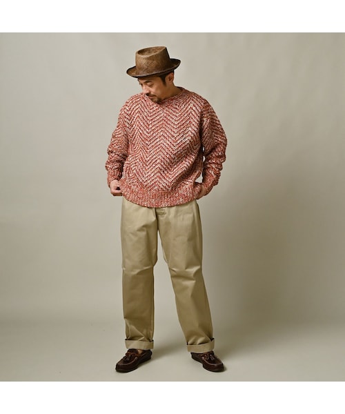 45R（フォーティファイブアール）の「リネンヘリンボンの908セーター（トップス・レディース・12-ナチュラル×ネイビーヘリンボン/53-ホワイト×アカヘリンボン・02-S/04-L）」の5枚目の写真