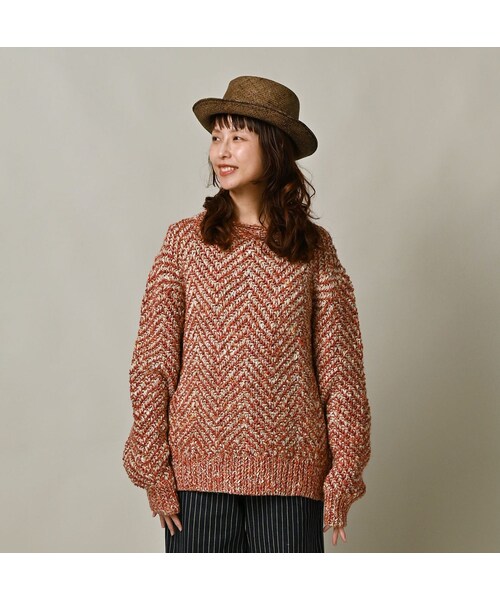 45R（フォーティファイブアール）の「リネンヘリンボンの908セーター（トップス・レディース・12-ナチュラル×ネイビーヘリンボン/53-ホワイト×アカヘリンボン・02-S/04-L）」の9枚目の写真