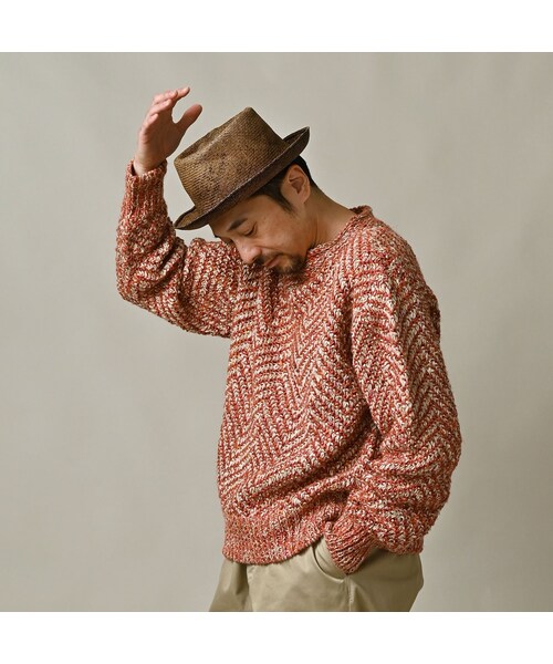 45R（フォーティファイブアール）の「リネンヘリンボンの908セーター（トップス・レディース・12-ナチュラル×ネイビーヘリンボン/53-ホワイト×アカヘリンボン・02-S/04-L）」の11枚目の写真