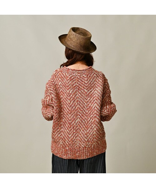 45R（フォーティファイブアール）の「リネンヘリンボンの908セーター（トップス・レディース・12-ナチュラル×ネイビーヘリンボン/53-ホワイト×アカヘリンボン・02-S/04-L）」の8枚目の写真