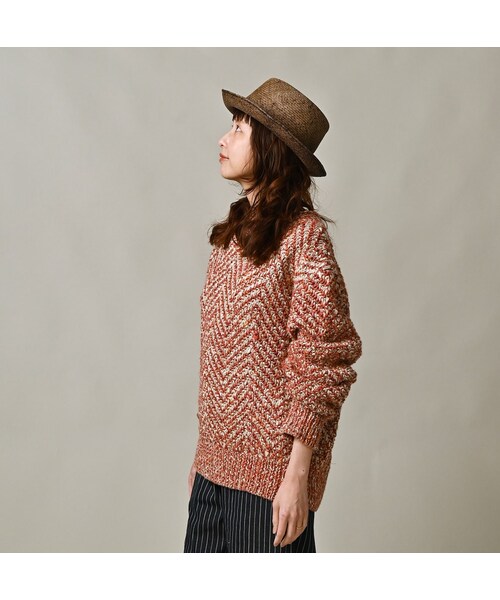 45R（フォーティファイブアール）の「リネンヘリンボンの908セーター（トップス・レディース・12-ナチュラル×ネイビーヘリンボン/53-ホワイト×アカヘリンボン・02-S/04-L）」の7枚目の写真