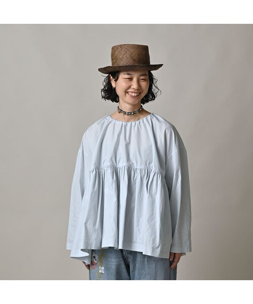 45R（フォーティファイブアール）の「ONEONE 宝物のギャザーブラウス（その他・レディース・12-ざっくりカディ ベージュ/42-スーピマオックス うすピンクシャンブレー/60-カーキ/61-うすカーキ/70-インドカディ インディゴ/72-180番三子 サックスストライプ/73-180番三子 サックス細ストライプ/74-浅葱シャンブレー ブロード/78-スーピマオックス ブルーバスク/80-ブラウン/81-スーピマオックス 茶シャンブレー�@/82-スーピマオックス 茶シャンブレー�A/90-モンプチチノ・00-フリー）」の19枚目の写真