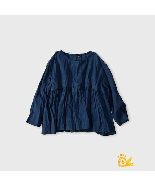 45R（フォーティファイブアール）の「ONEONE 宝物のギャザーブラウス（その他・レディース・12-ざっくりカディ ベージュ/42-スーピマオックス うすピンクシャンブレー/60-カーキ/61-うすカーキ/70-インドカディ インディゴ/72-180番三子 サックスストライプ/73-180番三子 サックス細ストライプ/74-浅葱シャンブレー ブロード/78-スーピマオックス ブルーバスク/80-ブラウン/81-スーピマオックス 茶シャンブレー�@/82-スーピマオックス 茶シャンブレー�A/90-モンプチチノ・00-フリー）」の5枚目の写真