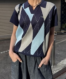 CIAOPANIC | アーガイルスキッパーサマーニットポロシャツ(ポロシャツ)