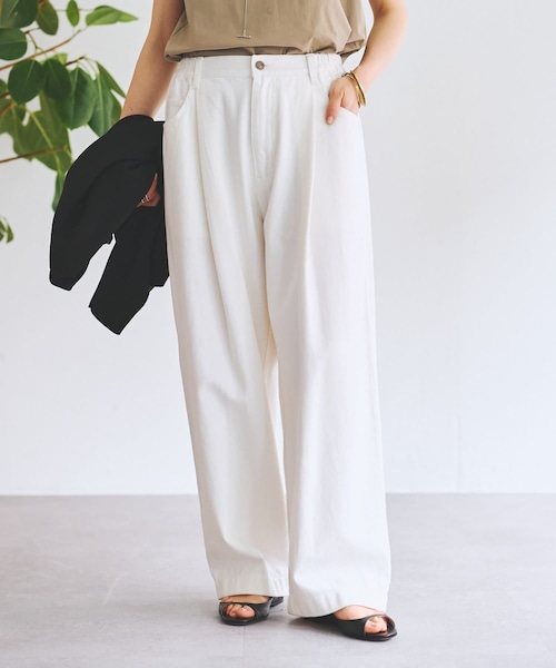 BEARDSLEY(ビアズリー)の「フルカワコラボ ルーズタックデニム(デニムパンツ・レディース・インディゴブルー/ホワイト・1/2)」の2枚目の写真